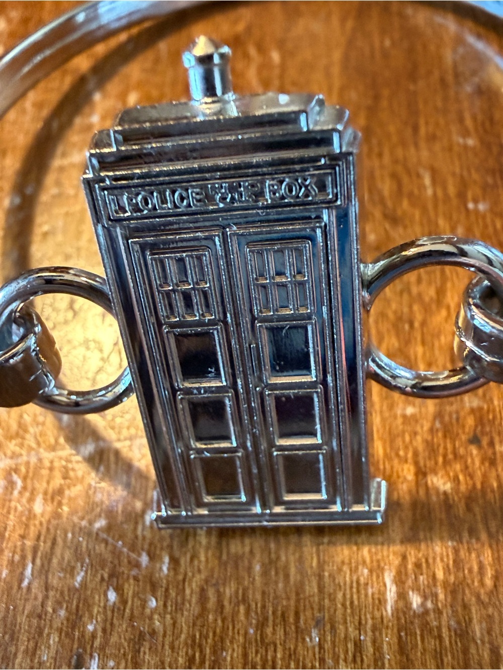 Silver Tone TARDIS Charm Bangle Bracelet for Women - Picture 3 of 4